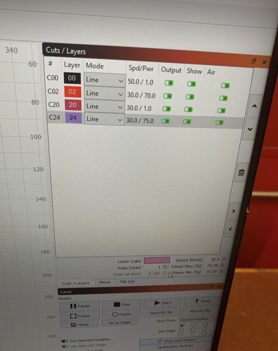 image of laser settings